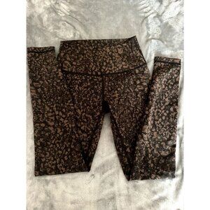 Lululemon Wunder Wild Thing Camo High Rise Tight Brown Black Size 6 Legg…